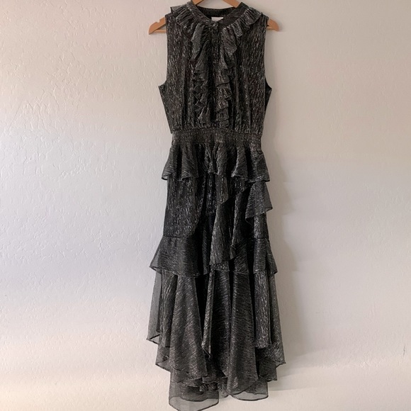MISA Los Angeles Ilona Midi Dress Metallic Black - Picture 2 of 10